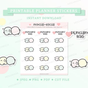 Adesivo de planejador para impressão fofo de &#39;saco de pancadas&#39; / Adesivo de planejador louco para impressão / Adesivo de planejador para impressão irritado / Adesivo digital Emoji / P0307