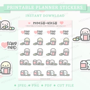Cute Medication Printable Planner Sticker/ Take Med Printable Planner Sticker/ Supplement Printable Planner Sticker/ Sick/ Digital/ P0188