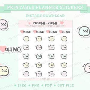 Adesivo de planejador para impressão bonito Oh No / Adesivo de planejador para impressão chocante / Adesivo de planejador para impressão surpresa / Emoji / Download digital / P0076