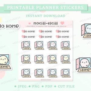 Adesivo de planejador para impressão fofo para ir para casa / Adesivo de planejador para impressão para chegar em casa / Adesivo de planejador fora do trabalho / Emoji para impressão / Download instantâneo P203