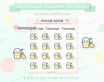 Limonade druckbare Planner Sticker / Sommer druckbare Planner Sticker / Getränke druckbare Sticker / Zitrone Tee Sticker / P0353