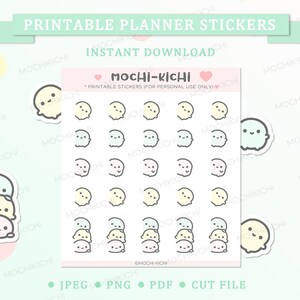 Adesivo planejador imprimível bonito Mochikichi / Adesivo planejador imprimível Peekaboo / Adesivo planejador espiando / Emoji / Download instantâneo / P0201