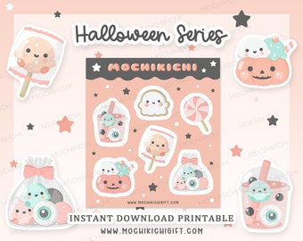 Halloween Printable Planner Stickers Kit/ Trick Or Treat Printable Planner Stickers Bundle/ Halloween Printable Washi Stickers Set BMPK001