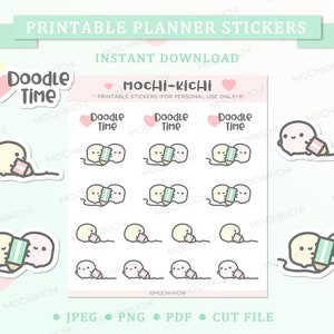 Adesivo de planejador para impressão de doodle fofo/adesivo de planejador para impressão de tempo de doodle/adesivo de planejador de desenho/tomar notas/download instantâneo/p0193