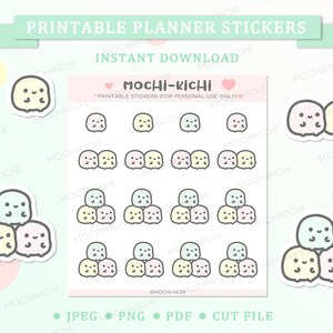 Adesivo de planejador para impressão Mochikichi / Adesivo de planejador Mochikichi / Adesivo de planejador para impressão de esquadrões / Adesivo de planejador para impressão Emoji / P0299