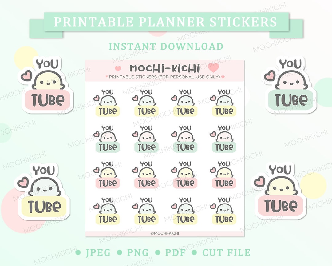 Cute Youtube Printable Planner Sticker/ Video Printable Planner Sticker ...