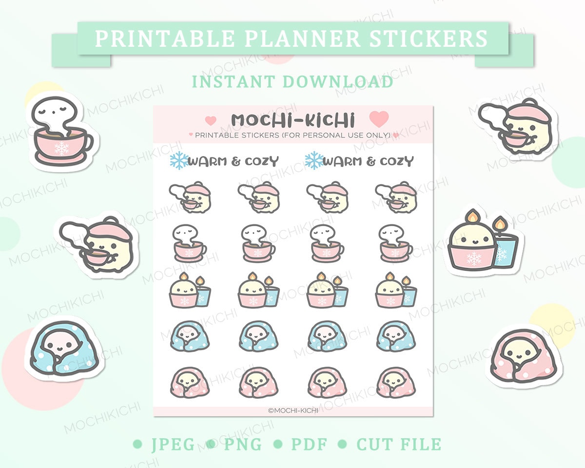 Cute Winter Printable Planner Sticker/ Stay Warm and Cozy Printable ...