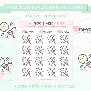 Adesivo de planejador para impressão de sexta-feira fofo / Adesivo de planejador para impressão de sexta-feira / Adesivo de planejador de fim de semana / Emoji para impressão / Download instantâneo / P0202