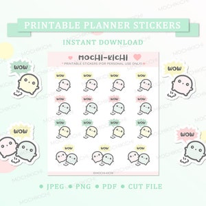 Adesivo de planejador para impressão fofo &#39;Uau&#39; / Adesivo de planejador para impressão surpresa / Adesivo de planejador para impressão de choque / Adesivo digital Emoji / P0311