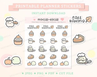 Cute Fall Baking Printable Planner Sticker/ Baking Printable Planner Sticker/ Pumpkin Pie Printable Planner Sticker/ Cake Making/ P0148