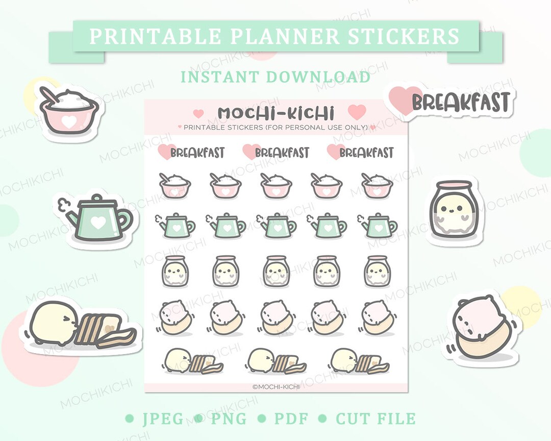 Cute Meal Printable Planner Sticker/ Meal Time Printable Planner ...