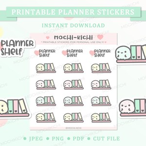 Adesivo de planejador para impressão de prateleira de planejador fofo / Adesivo de planejador para organizar organizador / Adesivo de planejador arrumado / Download digital / P0071