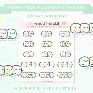 Adesivo de planejador para impressão Mochikichi / Adesivo de planejador Mochikichi / Adesivo de planejador para impressão de esquadrões / Adesivo de planejador para impressão Emoji / P0298
