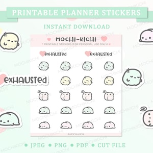 Adesivo de planejador para impressão Estou cansado / Adesivo de planejador para impressão exausto / Adesivo de planejador para impressão preguiçoso / Emoji / Download digital / P0120