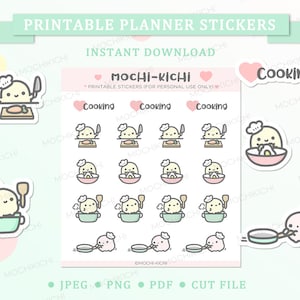 Cute Cooking Printable Planner Sticker/ Prep. Maaltijd Afdrukbare Planner Sticker / Maaltijd tijd Afdrukbare Planner Sticker / Digitale Download / P0244