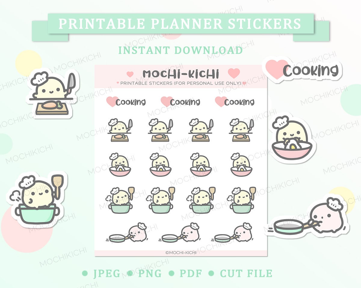 Cute Cooking Printable Planner Sticker/ Prep. Meal Printable Planner ...