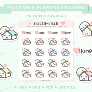 Cute Home Sweet Home Printable Planner Sticker/ Stay Home Printable Planner Sticker/ Day Off Planner Sticker/ Digital Download P0041