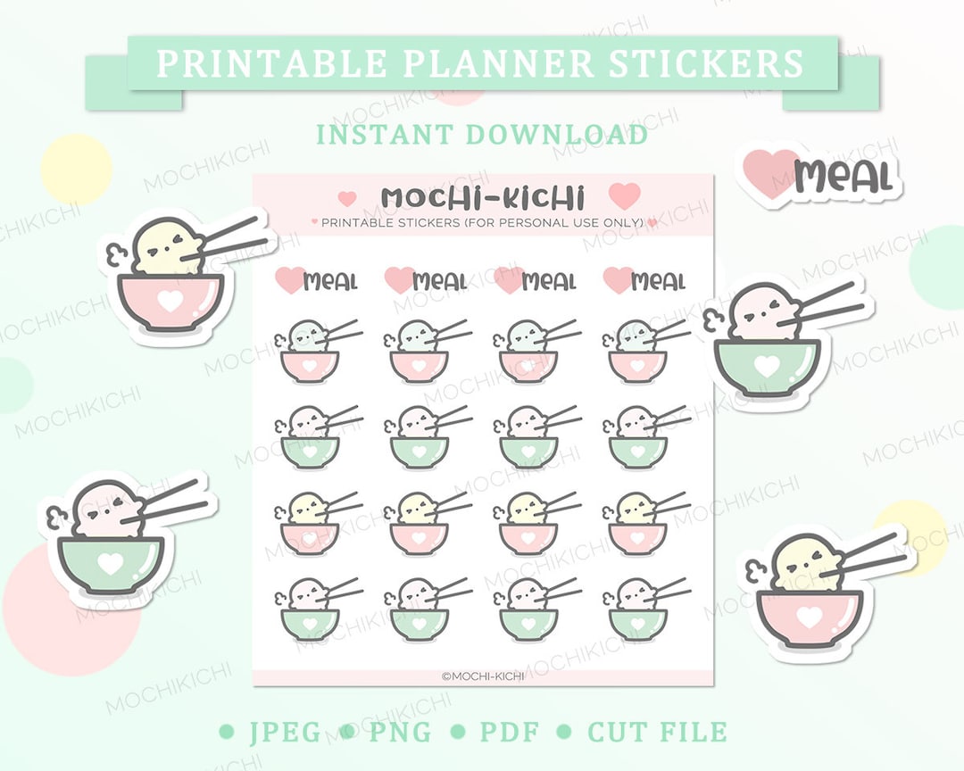 Cute Meal Printable Planner Sticker/ Meal Time Printable Planner ...