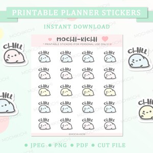 Adesivo de planejador para impressão bonito e frio / Adesivo de planejador para impressão relaxante / Adesivo de planejador para impressão Emoji / Refrigeração / Download instantâneo / P0199