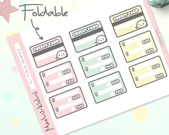 credit card bill planner sticker tri fold planner sticker etsy