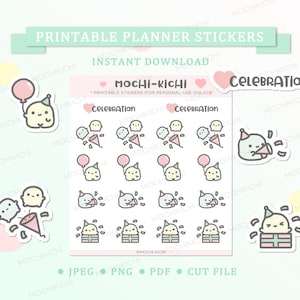Cute Celebration Printable Planner Sticker/ Celebration Printable Sticker/ Birthday Printable Planner Sticker/ Party Digital Sticker/ P0327