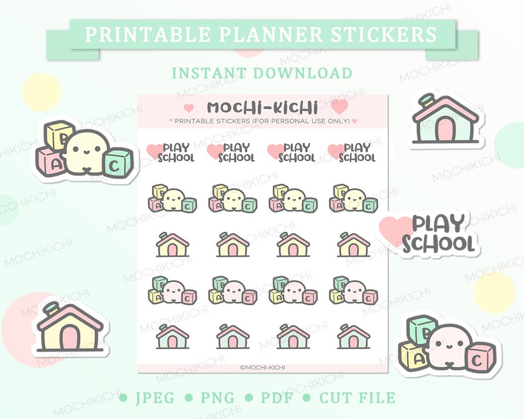 Cute Printable Play School Planner Sticker/ Daycare Printable Planner ...
