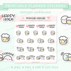 Leuke afdrukbare Happy Hour Planner Sticker / Bier Planner Sticker / Drinking Planner Sticker / Friday Night Printable Planner Sticker / P0031
