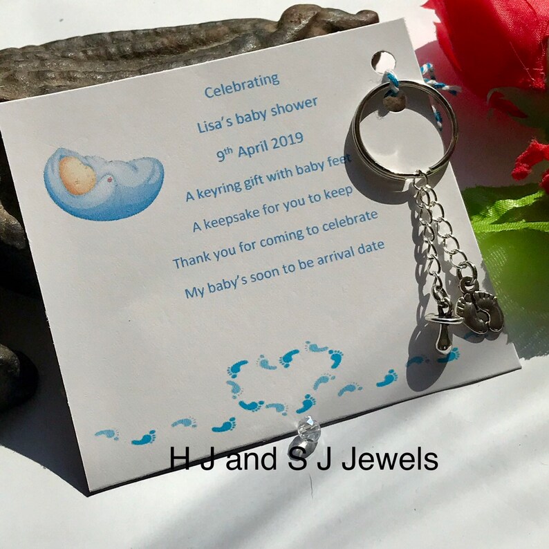 Personalised Baby Boy Shower Keyring Gift Baby Shower Favour Etsy