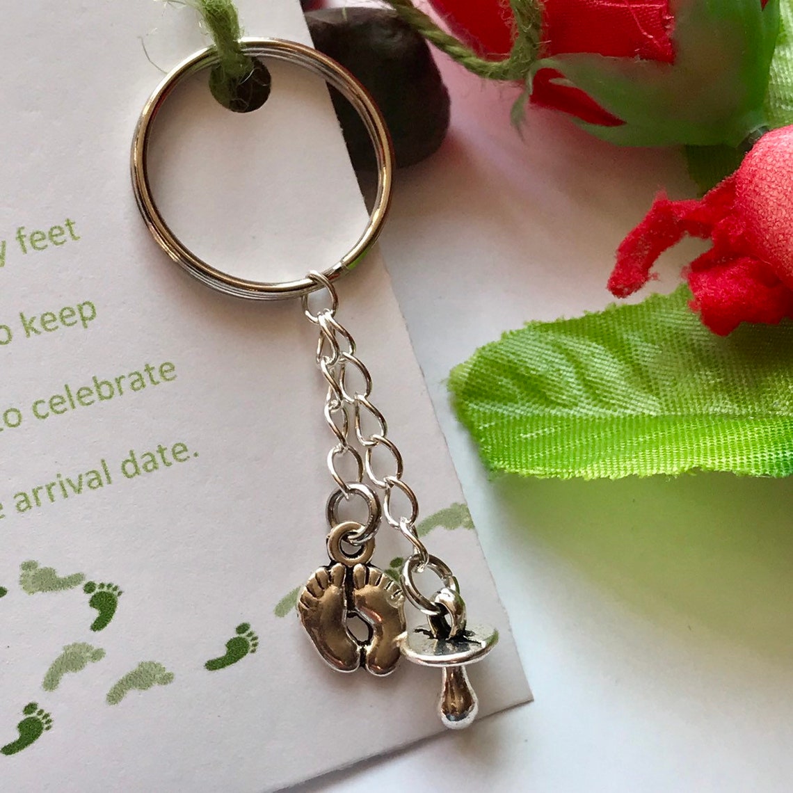 Keyring Keepsake Baby shower keyring Personalised Baby Etsy