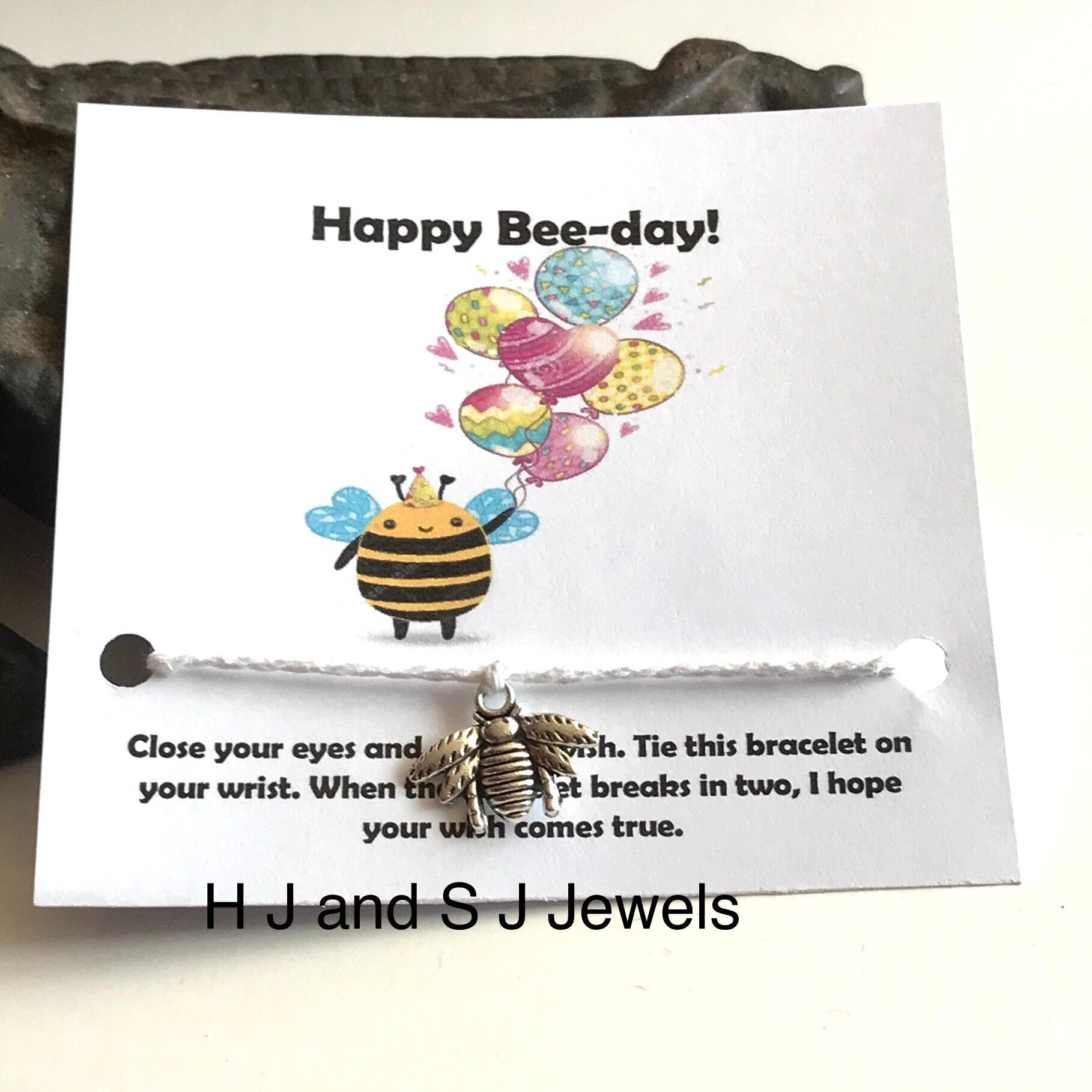 Hap-bee Birthday Bee Bracelet Bee Birthday Gift Friendship Bracelet Birthday Gift Bee Charm Good Luck Bee Wish Bracelet