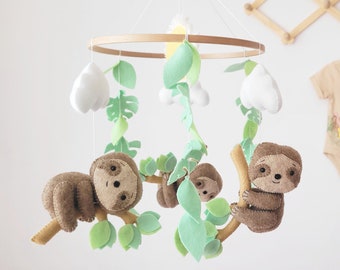 Sloth baby mobile, woodland nursery animal