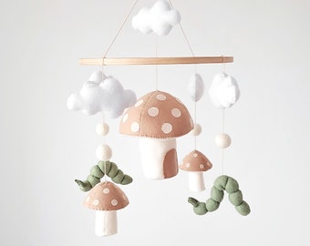 Caterpillar themed nursery decor, Handmade Forest Baby Mobile