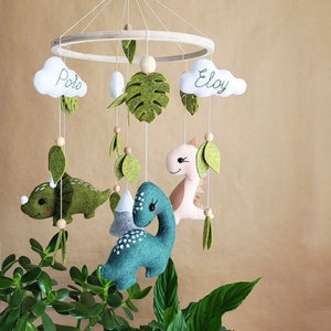 Dinosaur mobile, crib accessories, dinosaur nursery decor, baby mobile, felt baby mobile, crib mobile, image 7