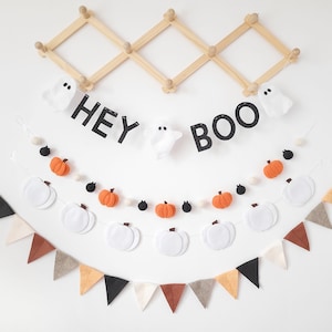 Halloween felt garland, halloween indoor decor, garland fall, funny halloween decor, halloween garland for mantel, over door halloween decor