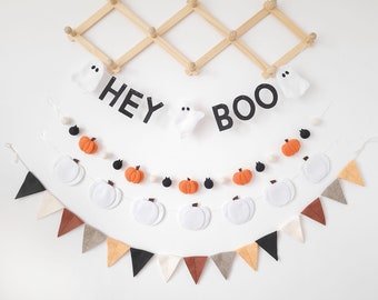 Halloween felt garland, halloween indoor decor, garland fall, funny halloween decor, halloween garland for mantel, over door halloween decor