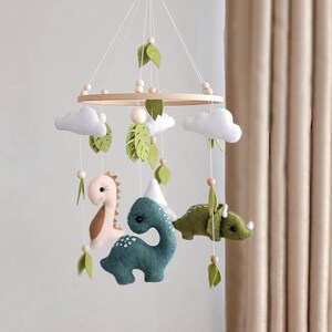 Dinosaur mobile, crib accessories, dinosaur nursery decor, baby mobile, felt baby mobile, crib mobile, image 2