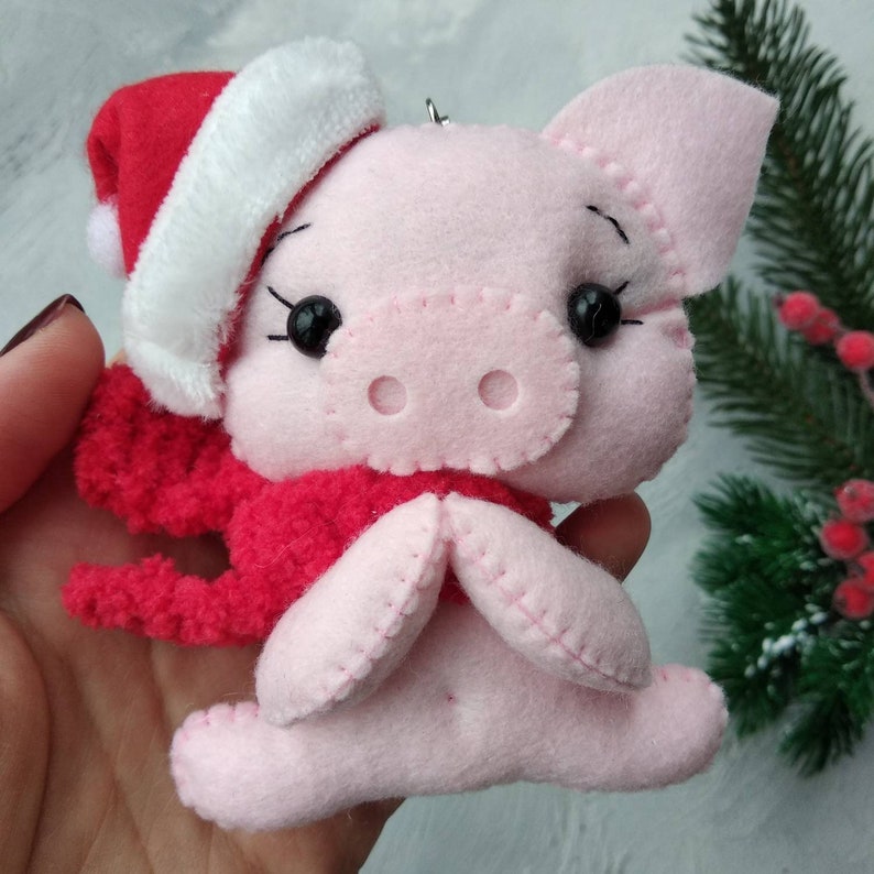 Pig ornament Christmas Felt Pig 2019 Ornament Pig Felt Etsy