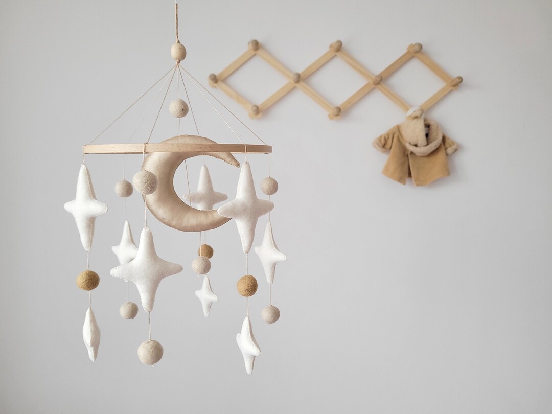 Moon and Stars Mobile Personalized Felt Mobile Baby Space Etsy