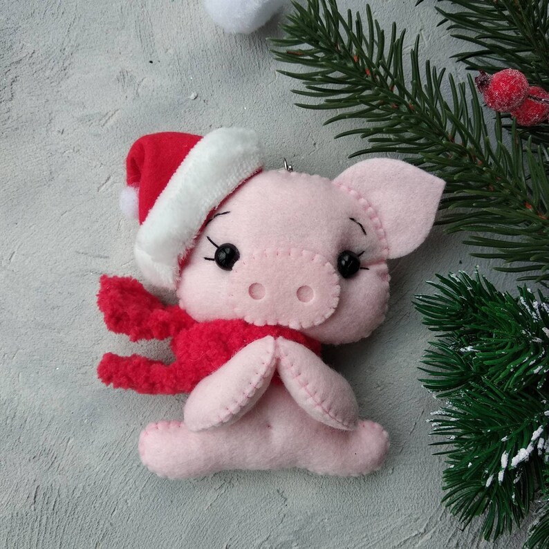 Pig ornament Christmas Felt Pig 2019 Ornament Pig Felt Etsy