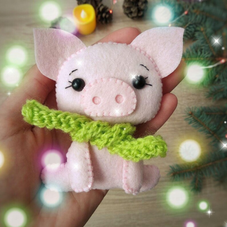 Pig ornament Christmas Felt Pig 2019 Ornament Pig Felt Etsy