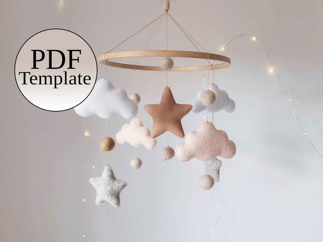 Baby Mobile DIY, Felt Stars Pattern, Diy Mobile, Diy Mobile Kit, Mobile Diy Kit, Stars Felt