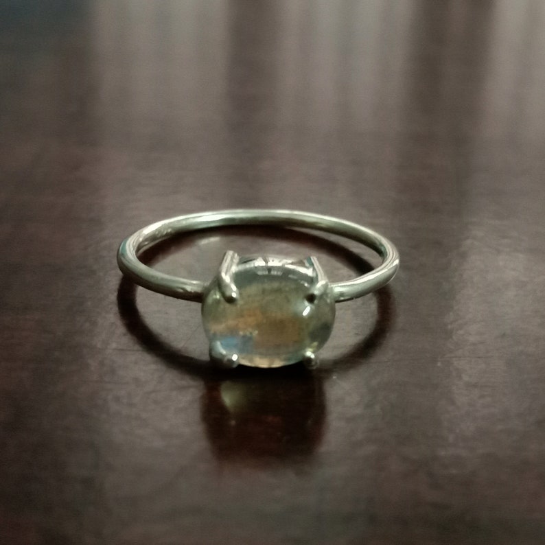01.55 ct Labradorite Prong Ring 925 Sterling Silver Ring Birthday Gift Valentine Present Handmade Antique Jewelry Anniversary Gift
