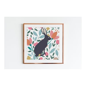 Floral Rabbit 1 Cross Stitch Pattern