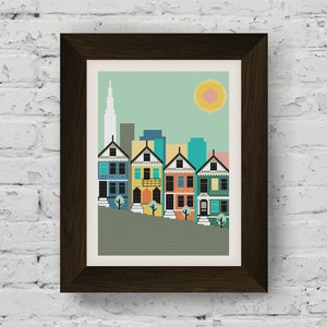 San Francisco Painted Ladies Skyline Cross Stitch Pattern (Digital Download)