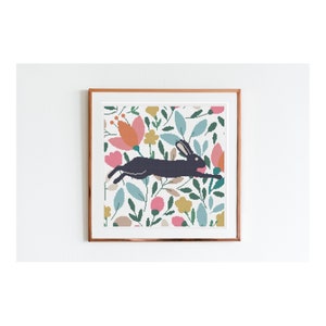 Floral Rabbit 2 Cross Stitch Pattern