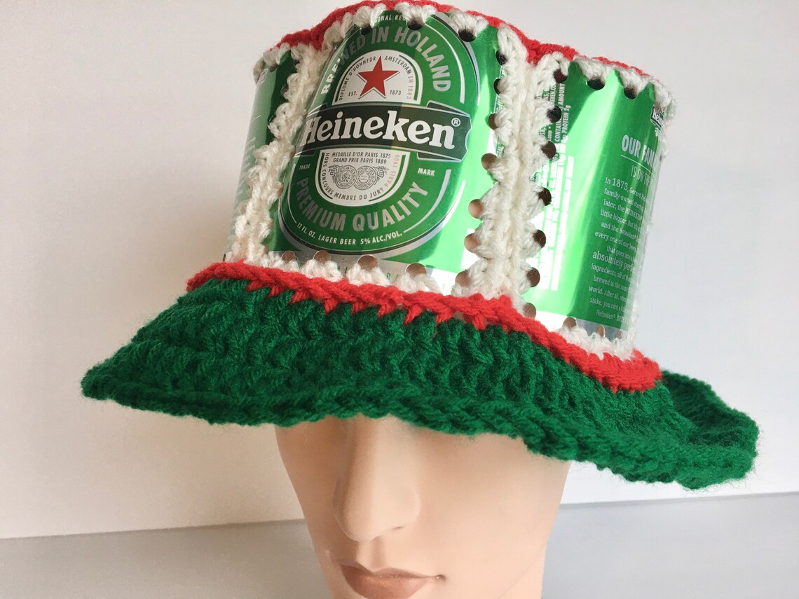 Beer can Hat made with recycled Heineken Beer cans. bucket Etsy