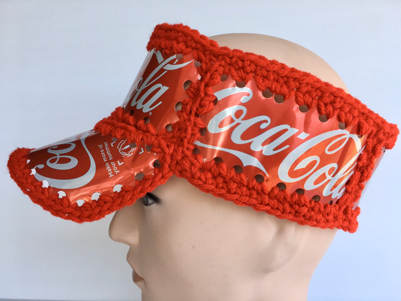 Beer can hat made with recycled cola Pop soda cans Visor Etsy