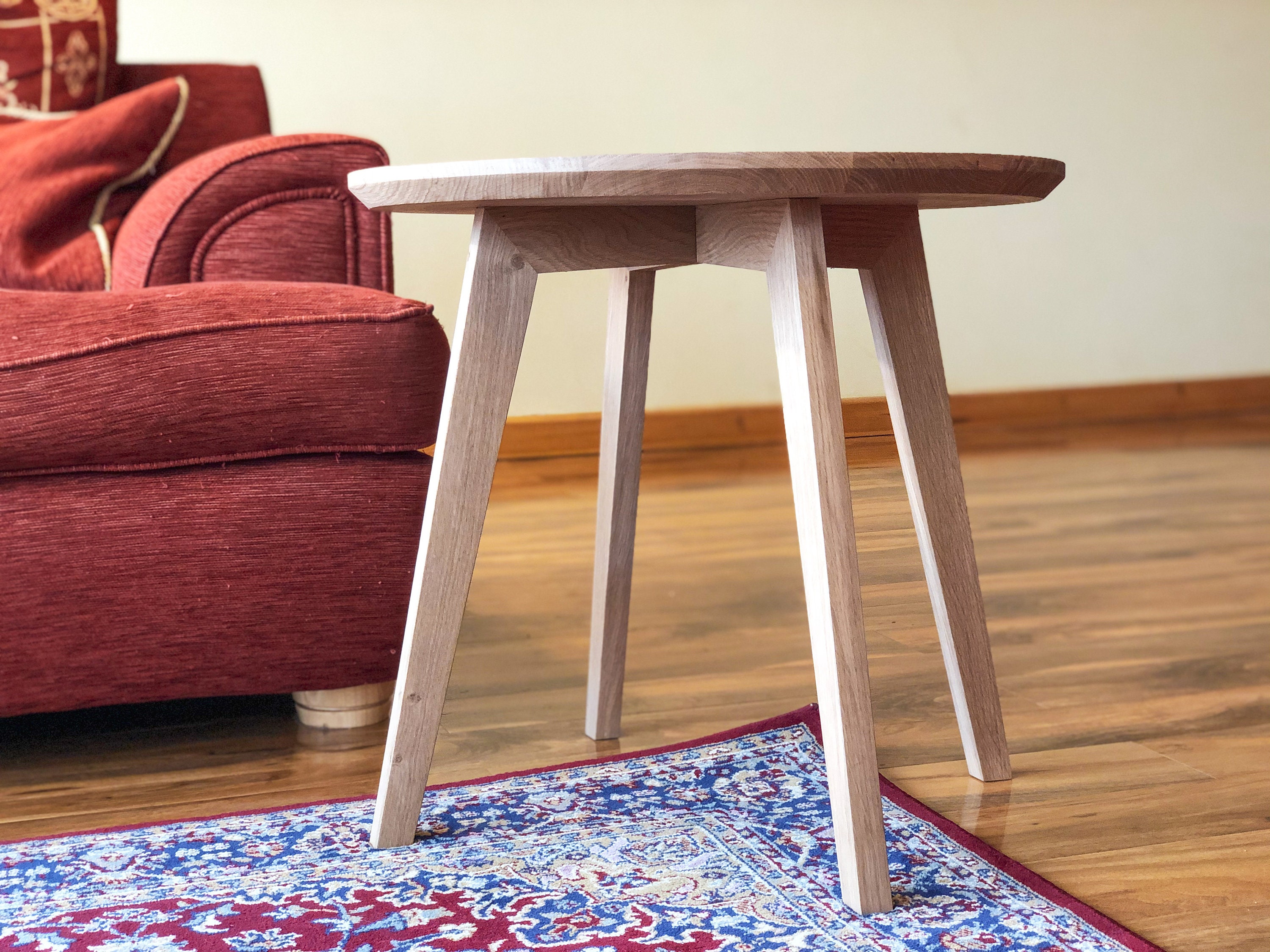 Round Oak Side Table Etsy