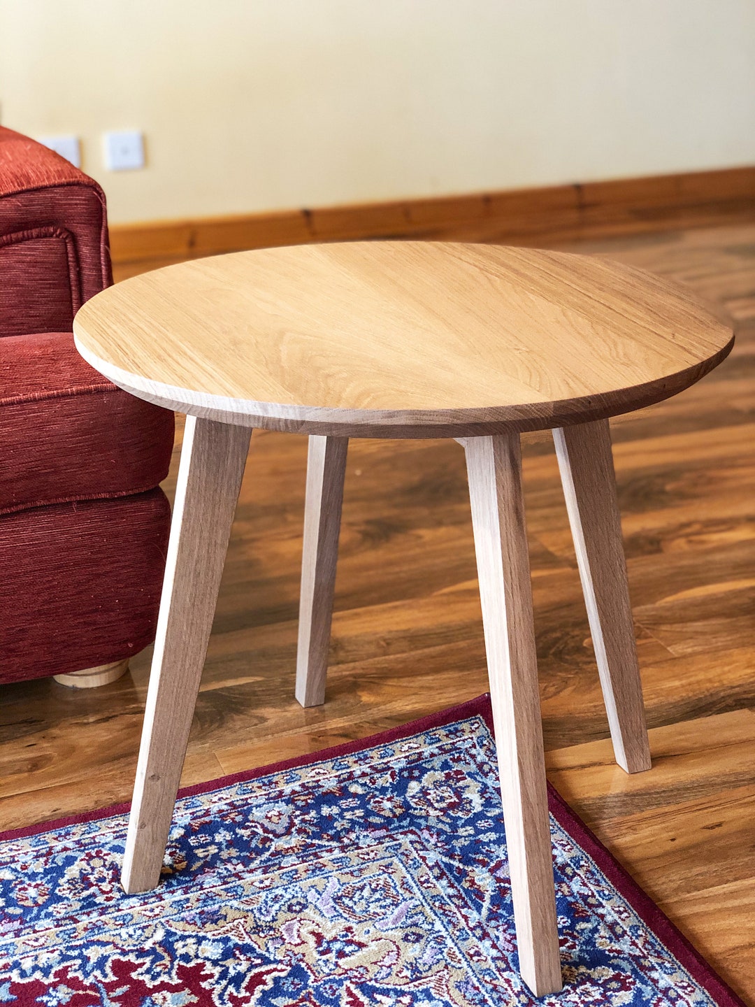 Round Oak Side Table Etsy UK