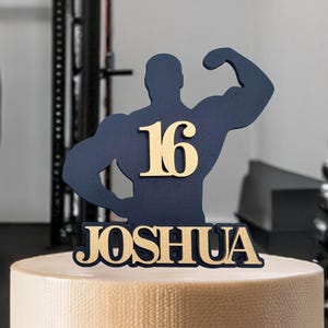 Gym Bodybuilder Cake Topper | Fitness Birthday Cake Decoration | Personalised Gym Lover Gift | Weightlifting Party Cake Decor KEEPSAKE